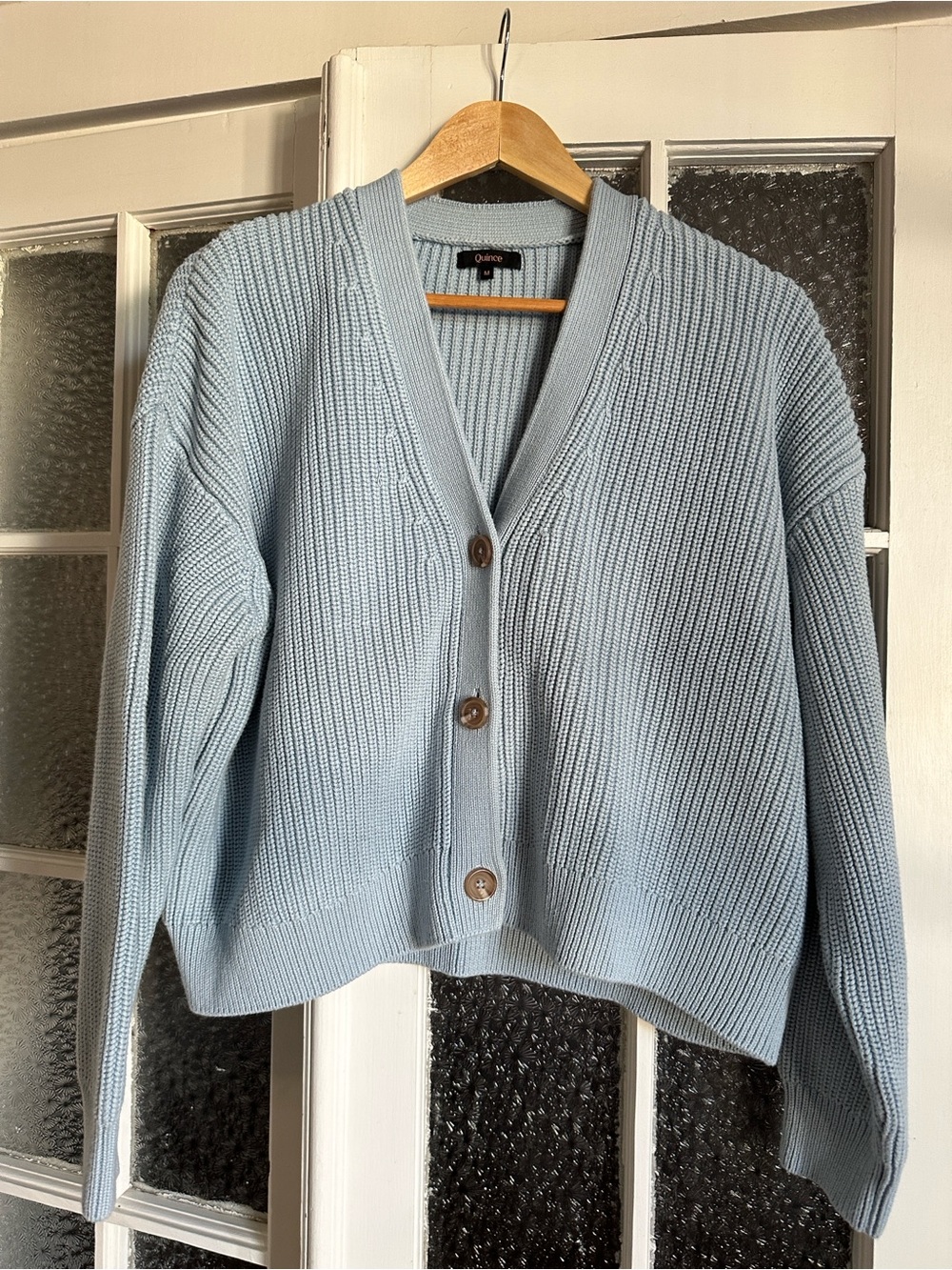 Quince Cotton Fisherman Boxy Cropped Cardigan - Picture 2 of 4